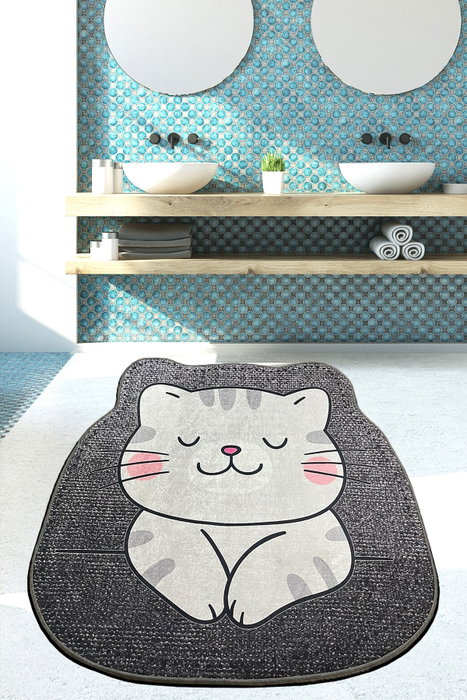 Mijölnir Neko Alfombrilla de Baño Gris 120x120 cm Mijölnir Neko Alfombrilla de Baño Gris 120x120 cm